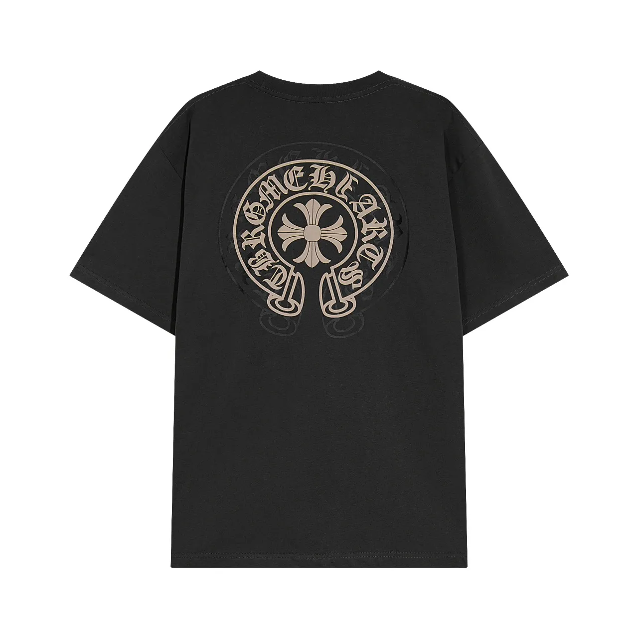 P160 Chrome Hearts Chrome Hearts Horseshoe Foam Printed Short Sleeves Size: SMLXL Color: Black White Gray